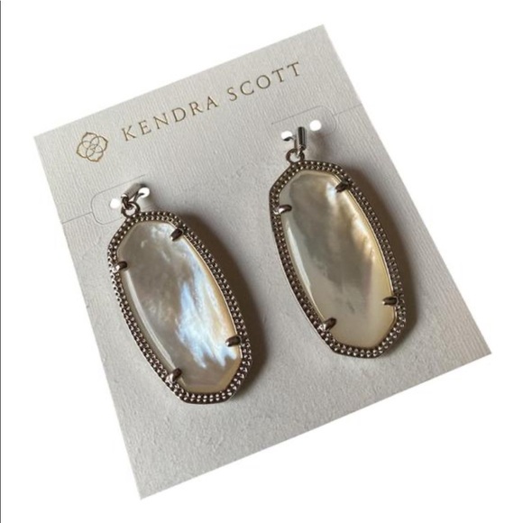 Kendra Scott elle drop earrings mother of pearl rhodium NWT